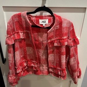 Hot pink blazer with ruffles